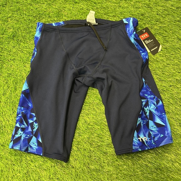 TYR Durafast Elite SZ 30 S Blue Crystalized Blade Splice Jammer Swimsuit SCRY7AH - Picture 1 of 6